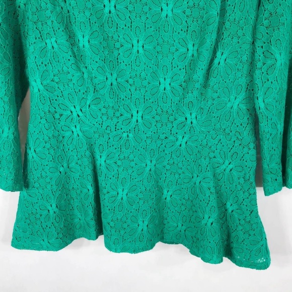Anthropologie•Moulinette Soeurs•Green Lace Peplum Blouse•Sz 4 - Picture 6 of 10